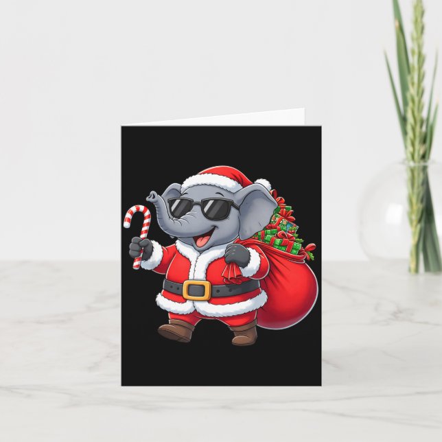 Carte Funny Elephant Christmas Santa Outfit Xmas Boys Gi (Devant)