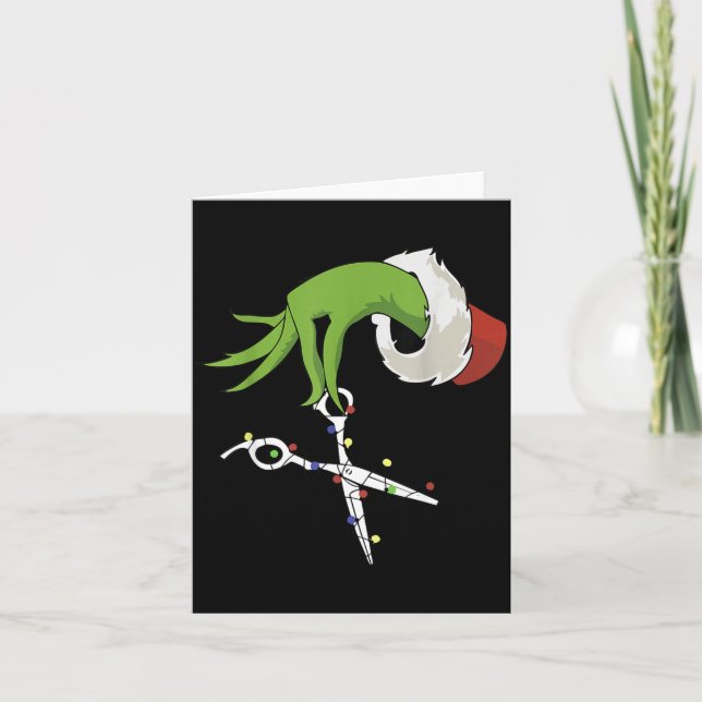 Carte Funny Elf Hands Hair Stylist Hairdresser Scissor B (Devant)