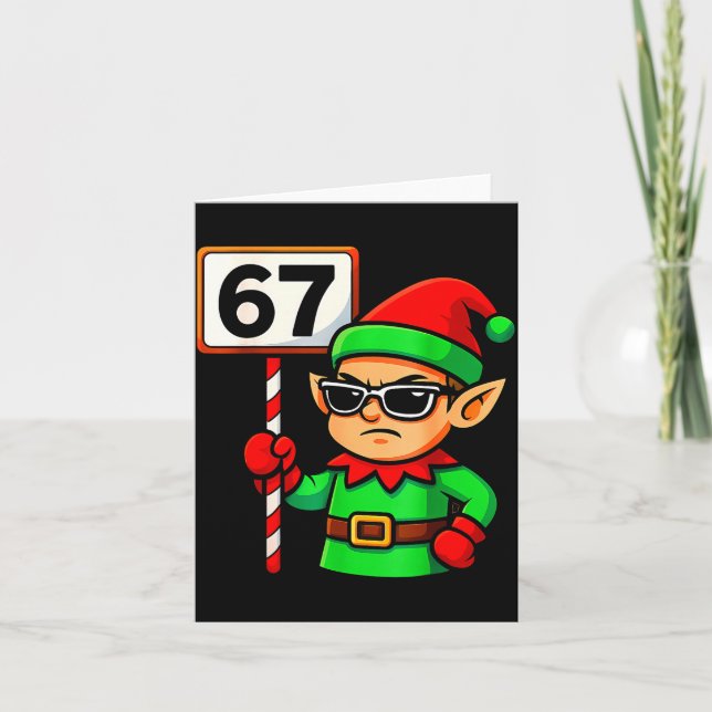 Carte Funny Elf Six Seven 6 7 Meme Christmas Costume 67  (Devant)