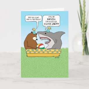 Carte Funny Excited Shark Birthday