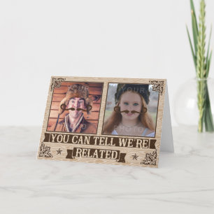 Carte Funny Fête des pères Mustache Custom Family Photos