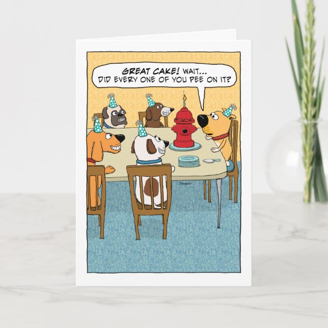 Carte Funny Fire Hydrant Cake for Dog Birthday (Devant)