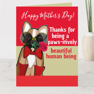 Carte Funny French Bull Dog Mother's Day Rose