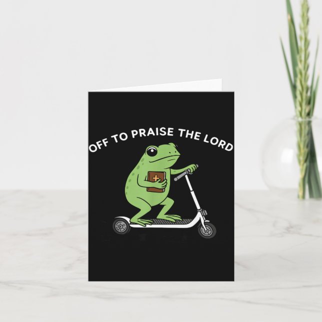 Carte Funny Frog Off To Praise The Lord Meme Quote Funny (Devant)