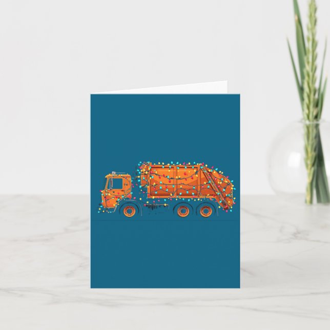 Carte Funny Garbage Truck Christmas Graphics Lights Love (Devant)