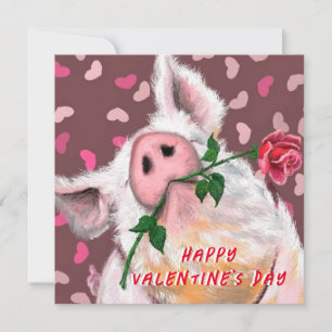 Carte Funny Gentleman Pig Valentine's Day Card