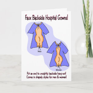 Carte Funny Get Well Card : Humour Hospital Gown