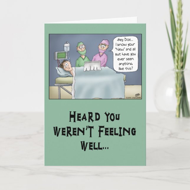 Carte Funny Get Well Card : Nouveau Docteur (Devant)