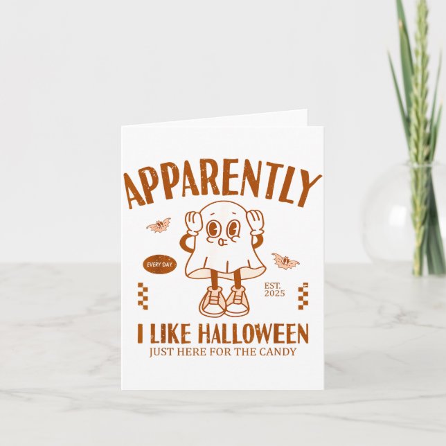 Carte Funny Ghost Apparently, I Like Halloween  (Devant)