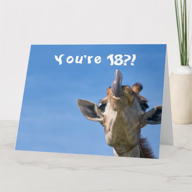 Carte Funny Giraffe Joyeux 18e anniversaire (Devant)