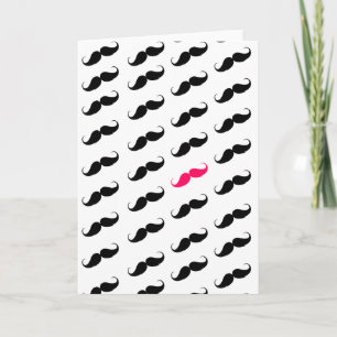 Carte Funny Girly Pink  And Black Mustache Pattern