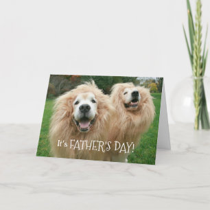 Carte Funny Golden Retriever Lion Dogs Fête des pères