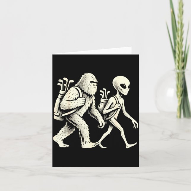 Carte Funny Golf Bigfoot Sasquatch Alien Ufo Golfer  (Devant)