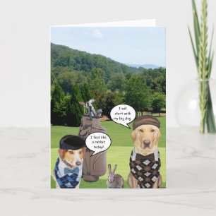 Carte Funny Golfeur Anniversaire/Funny Chien Golfeur