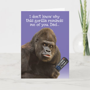 Carte Funny Gorilla Avec Télécommande Fête des pères