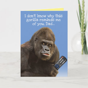 Carte Funny Gorilla Avec Télécommande Fête des pères