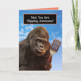 Carte Funny Gorilla Flipping Awesome BBQ Fête des pères