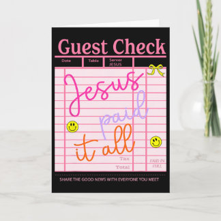 Carte Funny Guest Check Jesus.paid It All Christian East