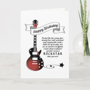 Carte Funny Guitare Rockstar Guitarist Rocker Anniversai