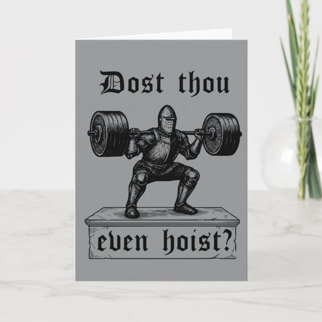 Carte Funny Gym Dost Thou Even Hoist Medieval (Devant)