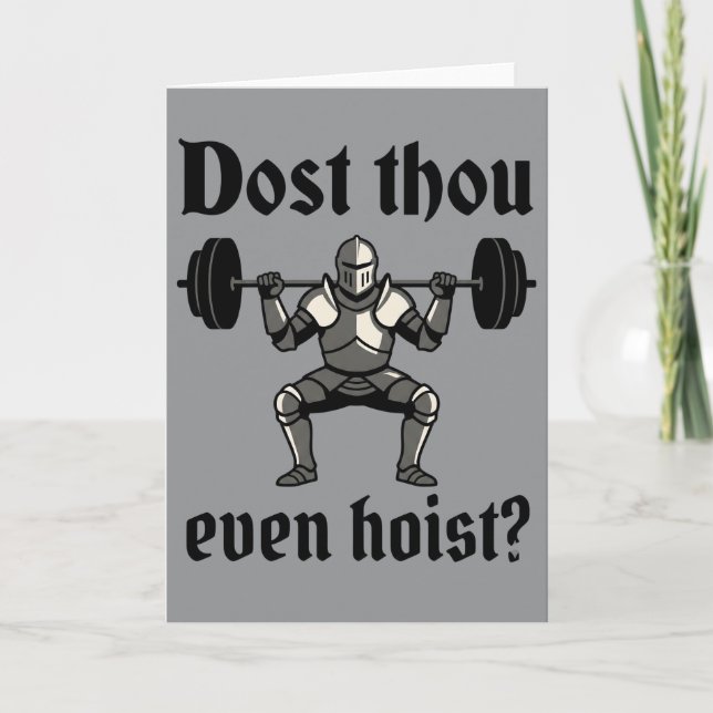 Carte Funny Gym Dost Thou Even Hoist Medieval (Devant)