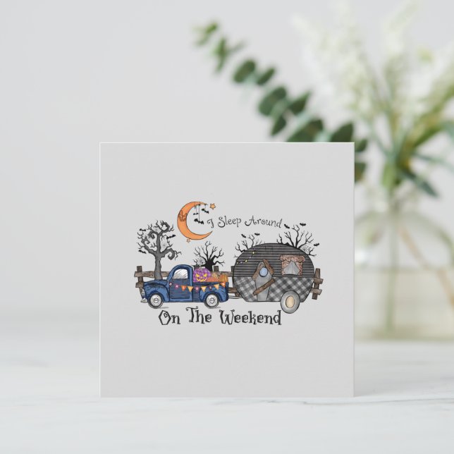 Carte Funny Halloween Camping (Debout devant)