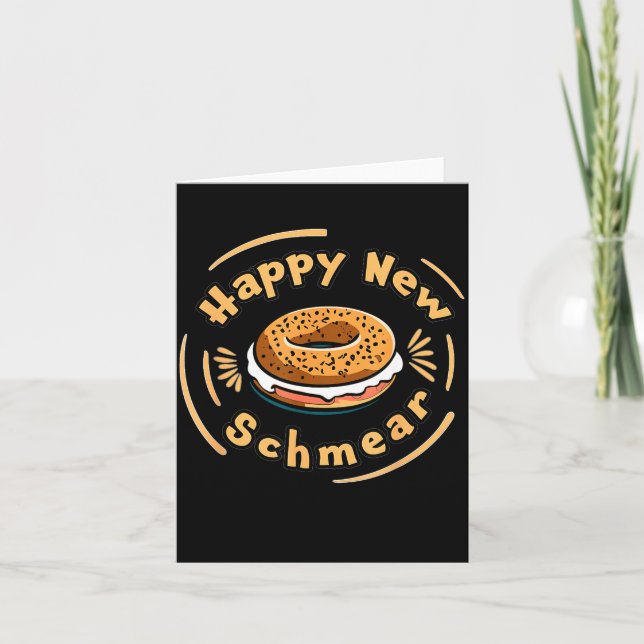 Carte Funny Happy New Year Bagel &amp; Schmear Jewish Br (Devant)