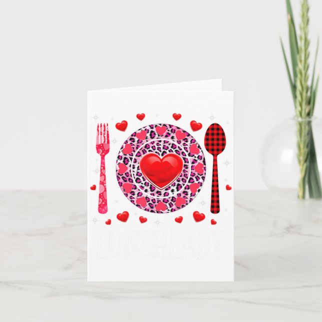 Carte Funny Happy Valentines Day Lunch Lady Leopard Hea  (Devant)