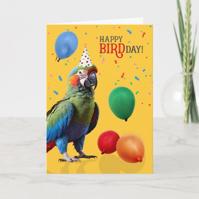 Carte Funny Harlequin Macaw Parrot Birthday (Devant)