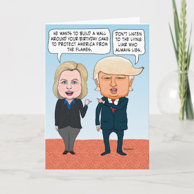 Carte Funny Hillary Clinton et Donald Trump Birthday (Devant)