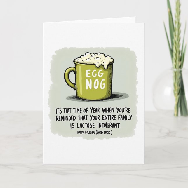 Carte Funny holiday card eggnog lactose intolerant (Devant)