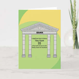 Carte Funny Humour Bank of Mum & Dad 18th Birthday Card