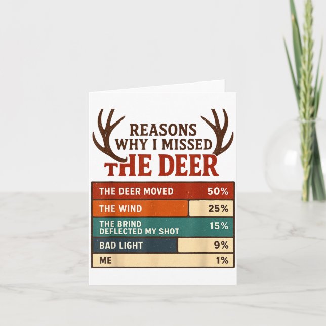 Carte Funny Hunter Reasons Why I Missed The Deer Hunting (Devant)