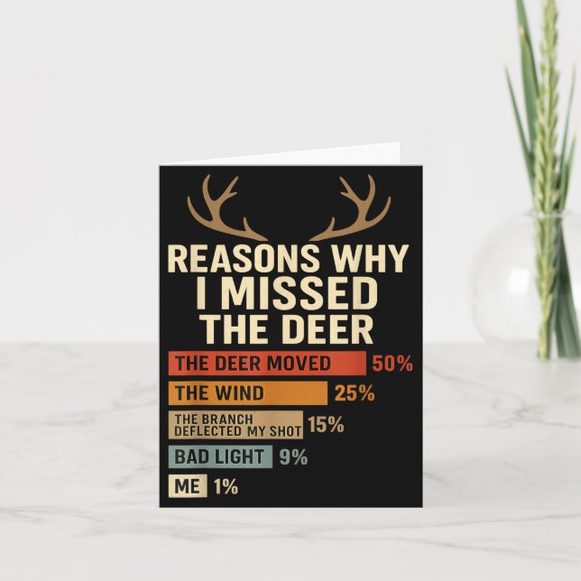 Carte Funny Hunter Reasons Why I Missed The Deer Hunting (Devant)