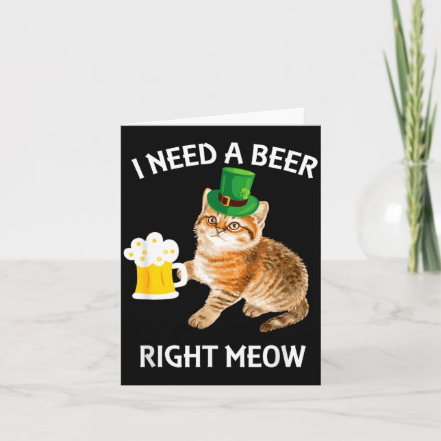 Carte Funny Irish Beer Cat St Patricks Day Drinking With (Devant)