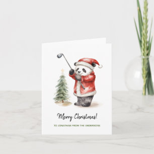 Carte Funny jeu de golf Panda Noël