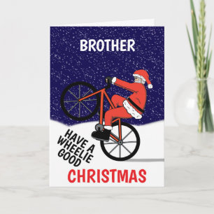 Carte Funny Joyeux Noël Cyclisme Père Noël