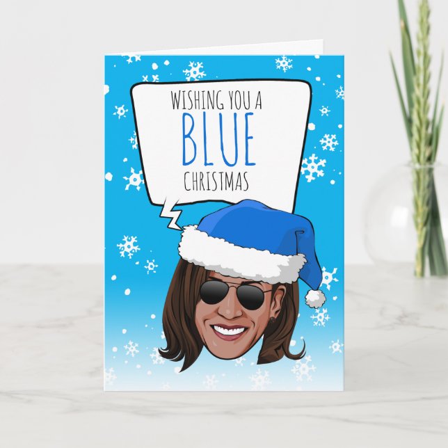 Carte Funny Kamala : Je vous souhaite un Noël bleu (Devant)
