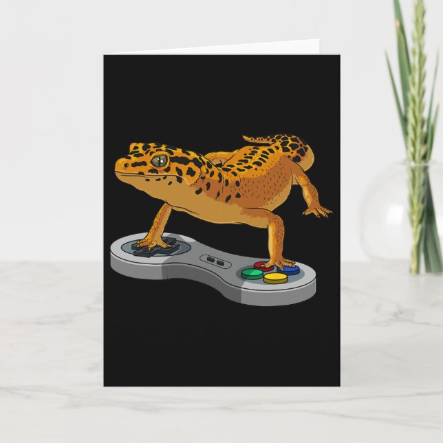 Carte Funny Léopard Gecko Dragon Barbu Cadeau Enfants Co (Devant)