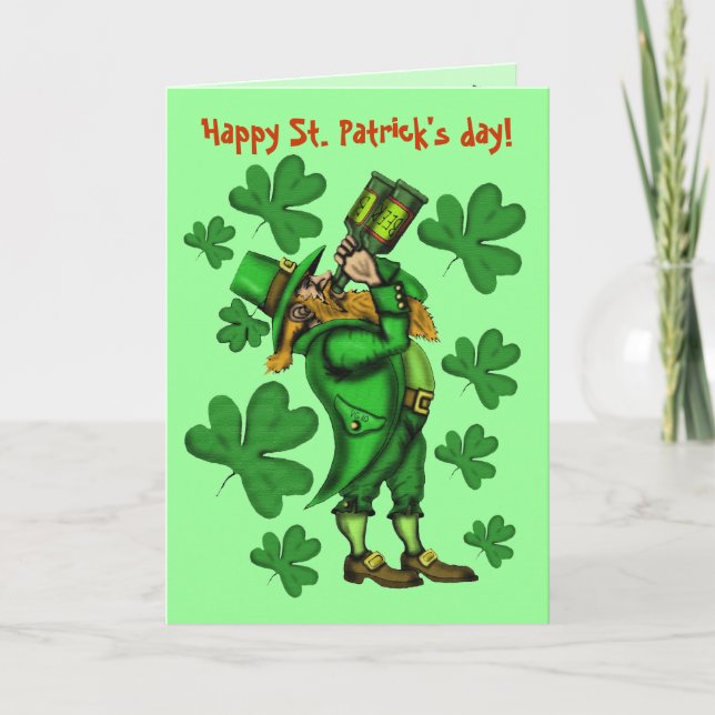 Carte Funny leprechaun happy (Devant)