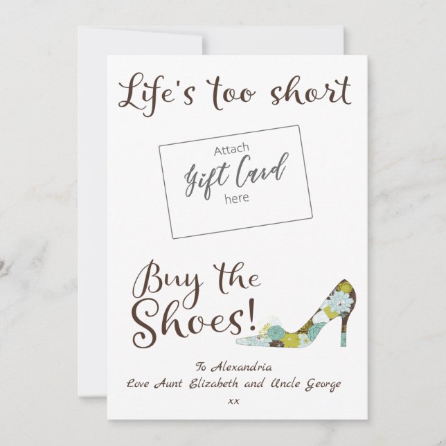 Carte Funny Life's Too Short Acheter Chaussures Titulair (Devant)