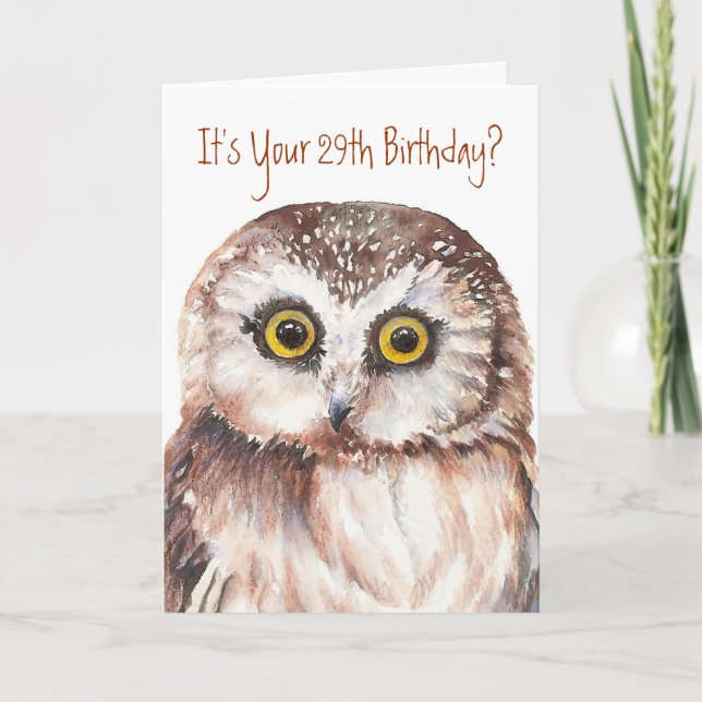 Carte Funny-Little Owl, 29e anniversaire (Devant)