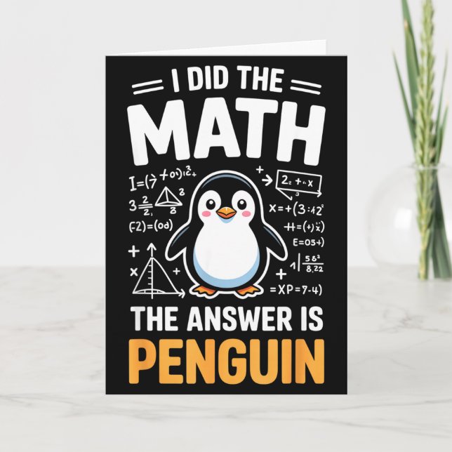 Carte Funny Math Penguin For Students Teachers And Stem  (Devant)