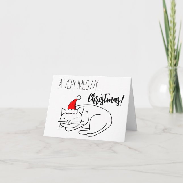 Carte Funny Meowy Noël Vacances Blank Inside Card (Devant)