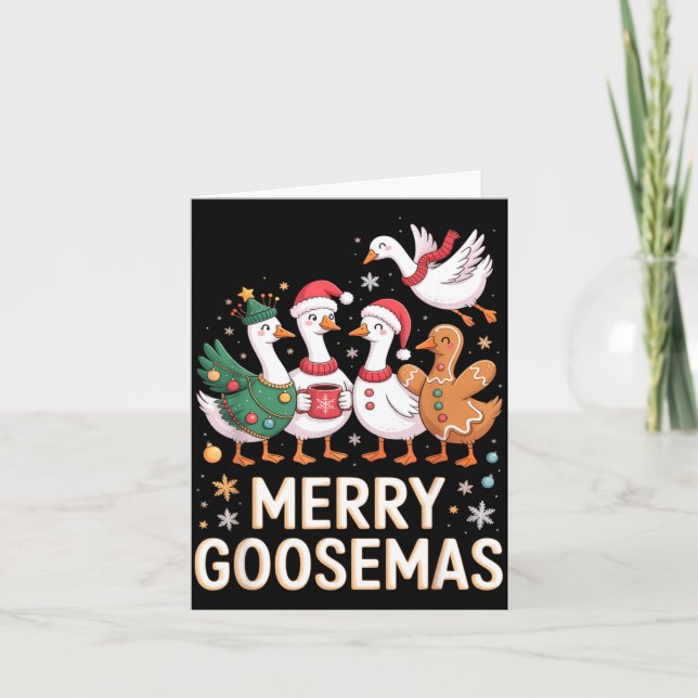 Carte Funny Merry Goosemas Christmas Xmas Goose Family H (Devant)