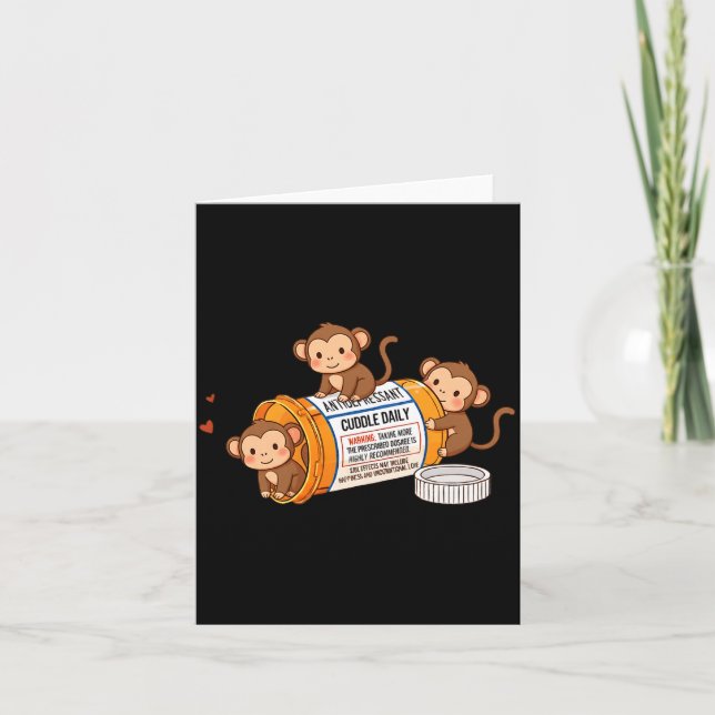 Carte Funny Monkey Anti Depressant Zoo Boys Girls Kids P (Devant)