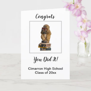 Carte Funny Monkey trouver Livre Graduate Félicats Vous