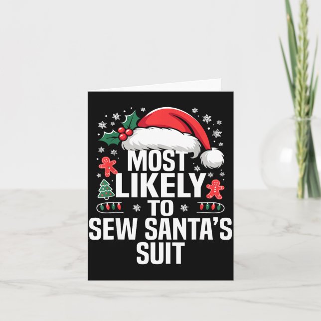 Carte Funny Most Likely To Christmas Family Pajama Match (Devant)
