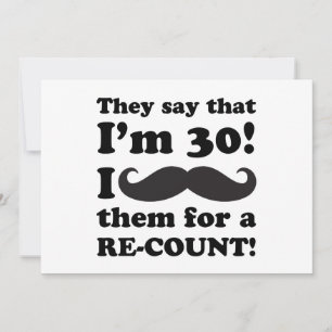 Carte Funny Mustache 30e anniversaire
