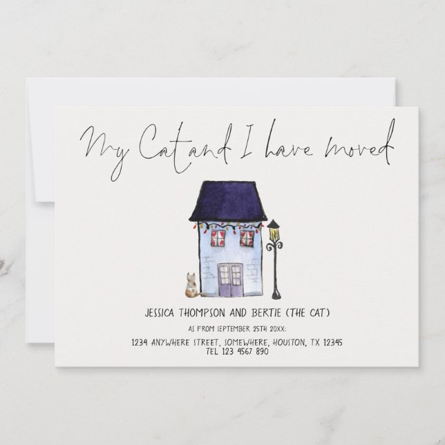 Carte Funny My Cat et moi avons Moved Script Moving Card (Devant)